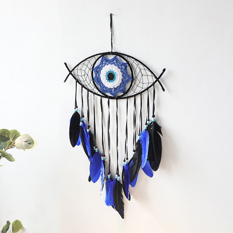 Decorazione per la casa con occhio del diavolo, acchiappasogni, arazzo da parete, piume colorate, decorazione per la stanza, acchiappasogni, ciondolo a vento_voghion.com