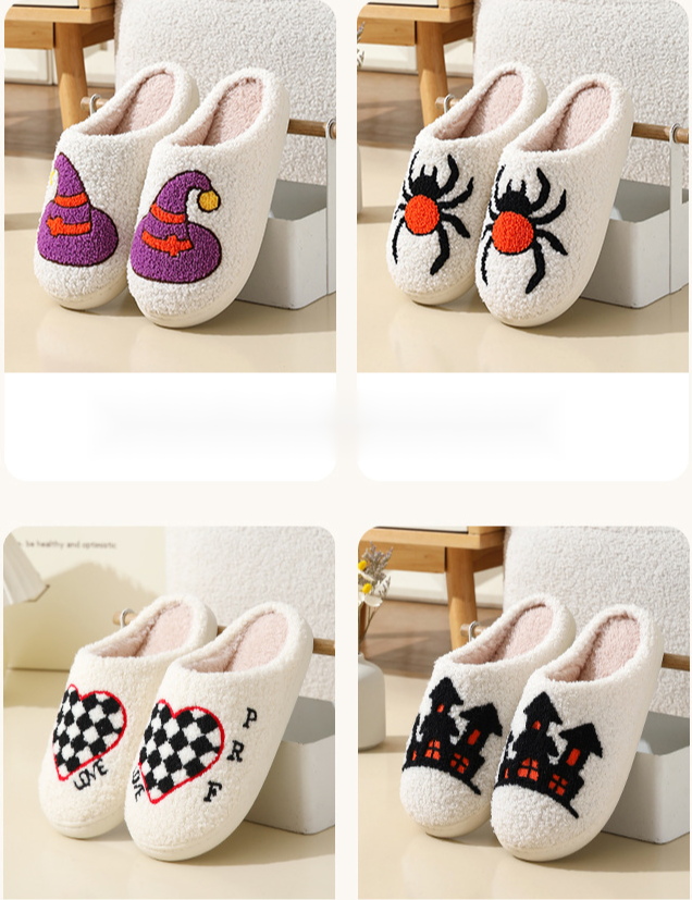 2024 Autunno/Inverno Cartone animato Cotone per coppie femminili, Arredamento per la casa antiscivolo, Calore interno, Pantofole di Halloween_voghion.com