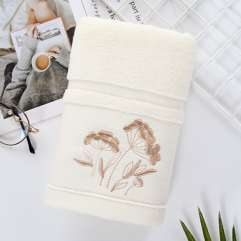 Gaoyang County Cotton Towel New Jacquard Pure Cotton Embroidery Lotus Pattern Household Thickened Xinjiang Cotton Towel_voghion.com
