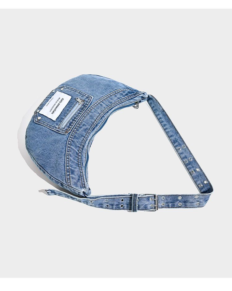 Kadın Çantaları Niş Tasarım Retro Yıkanmış Tembel Edebi Kot Kanvas Mantı Çantası Çok Yönlü Havalı Omuz Çantası_voghion.com