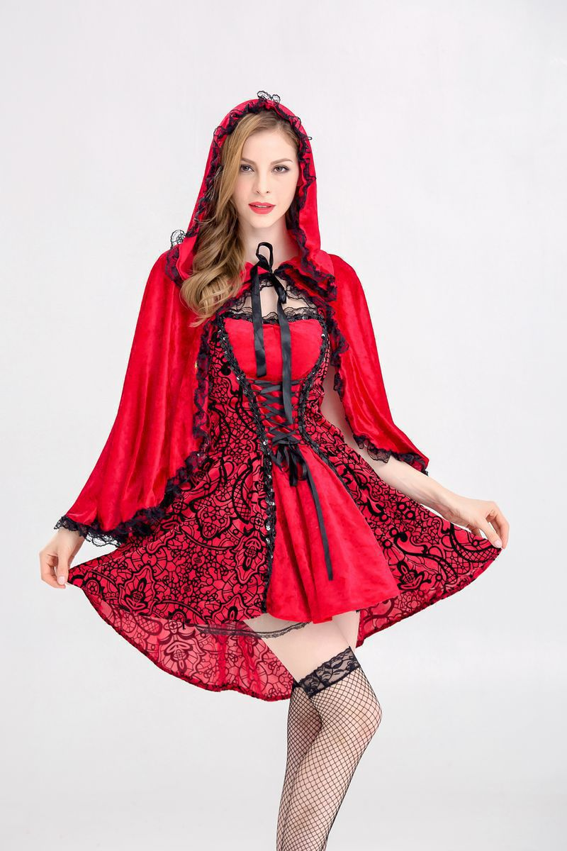 Costum de Halloween pentru cosplay, Scufița Roșie, costum de lup cel mare și rău, costum de prințesă de basm_voghion.com