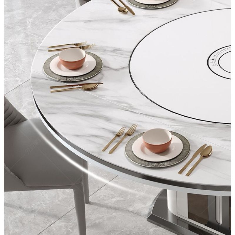 2025 New Model Island Extendable Modern Simple With Tea Brewing Induction Cooker Light Luxury Rock Board Dining Table_voghion.com
