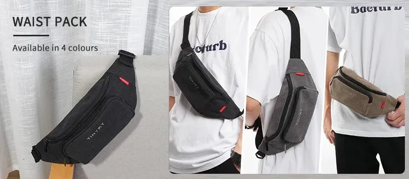 TINYAT Marsupio da uomo, borsa casual grande per telefono, marsupio da donna, marsupio da viaggio con tasche laterali a banana 250614l_voghion.com