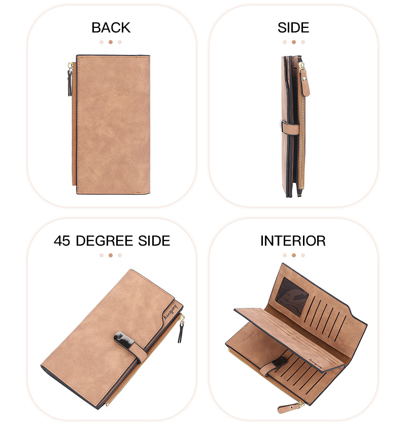 Baellerry Women's Long Wallet New Arrival Multi-card Matte Leather Clutch Multi-functional Mobile Phone Bag_voghion.com
