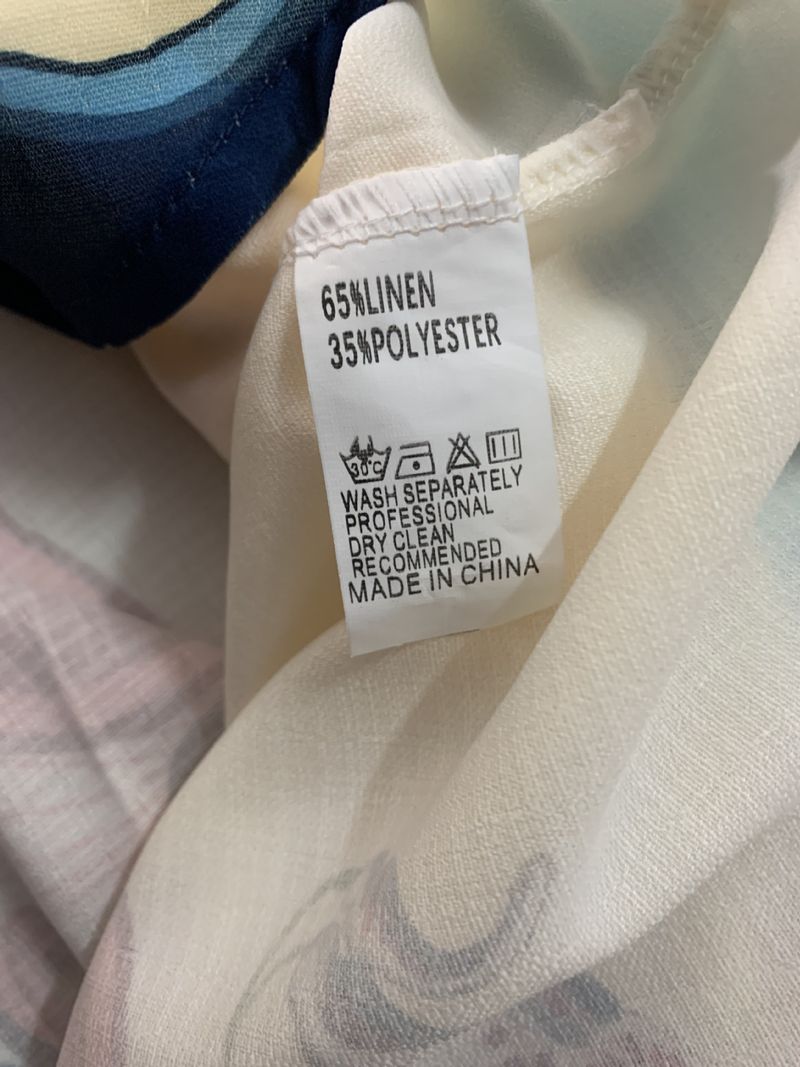 Abbigliamento da donna, abito a due pezzi in cotone e lino stampato con personalità della moda, sciolto, per le vacanze, per il tempo libero_voghion.com