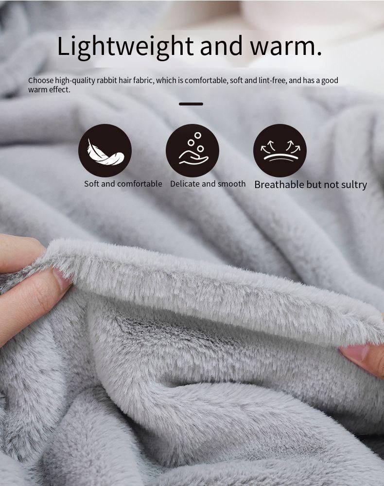 Couverture chauffante électrique ultra confortable en fourrure de lapin pour la pause déjeuner_voghion.com