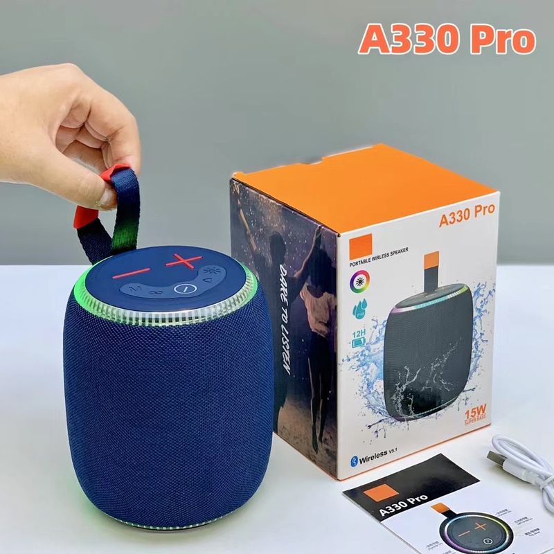 A330pro drahtloser wasserdichter Bluetooth-Handheld-Subwoofer mit 15 W RGB-Farblichtern im Freien kleiner Netzlautsprecher_voghion.com