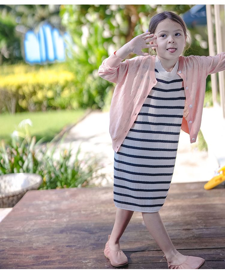 "Breathable Knit Cardigan For Girls – Lightweight Summer Cover-Up With Hollow Design & UV Protection"_voghion.com