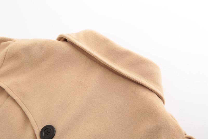 Elegant Women's Wool Blend Trench Coat With Belt & Peplum Hem - Slim Fit Long Coat For Autumn/Winter_voghion.com