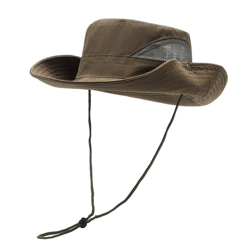 Fashion Summer Men Bucket Outdoor UV Protection Wide Brim Panama Safari Hunting Hiking Casual Sun Cap Beach Sunscreen Fisherman_voghion.com