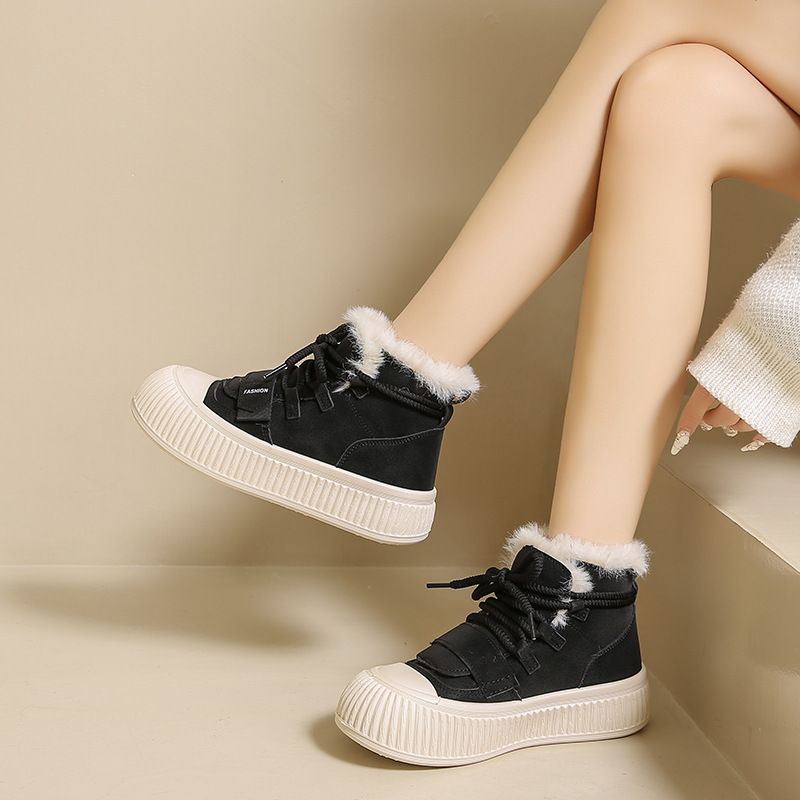 Scarpe alte da donna in velluto spesso, versatili, in cotone, per studenti, scarpe casual alla moda con plateau_voghion.com