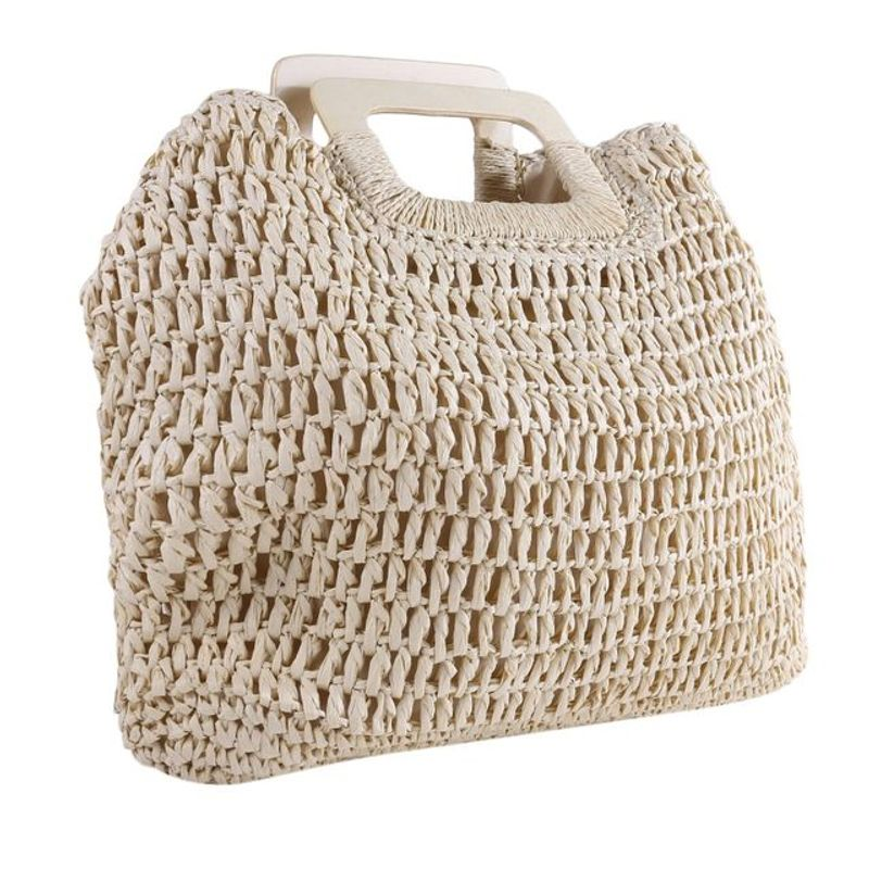 Borsa a mano da donna Borsa semicircolare intrecciata in vimini di vimini di grande capacità Borsa da viaggio casual da donna di grande capacità Bolsos di moda_voghion.com