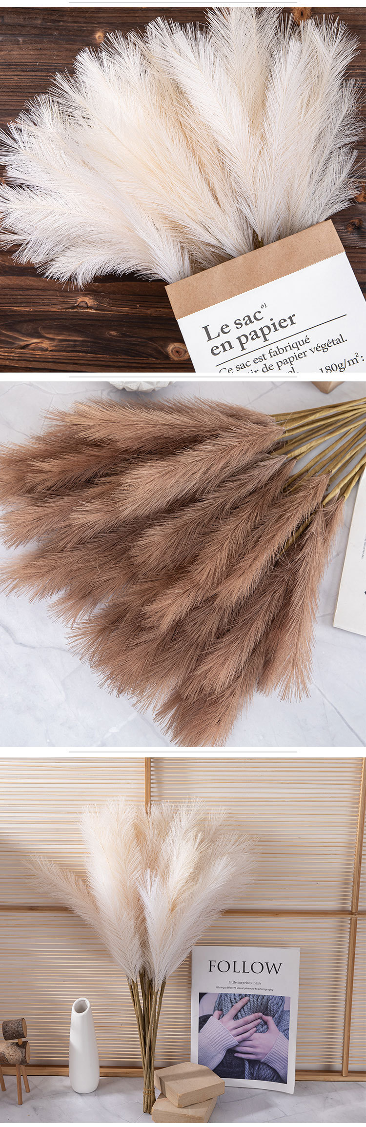 Düğün 4-uçlu Pampas saz otu INS tarzı yapay çiçekler ev dekorasyonu sınır ötesi toptan yapay çiçekler MW85004_voghion.com