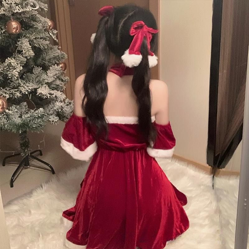 Grande tenue de Noël pour femme de 100 kg, robe de Nouvel An, uniforme de femme de chambre, costume de scène_voghion.com