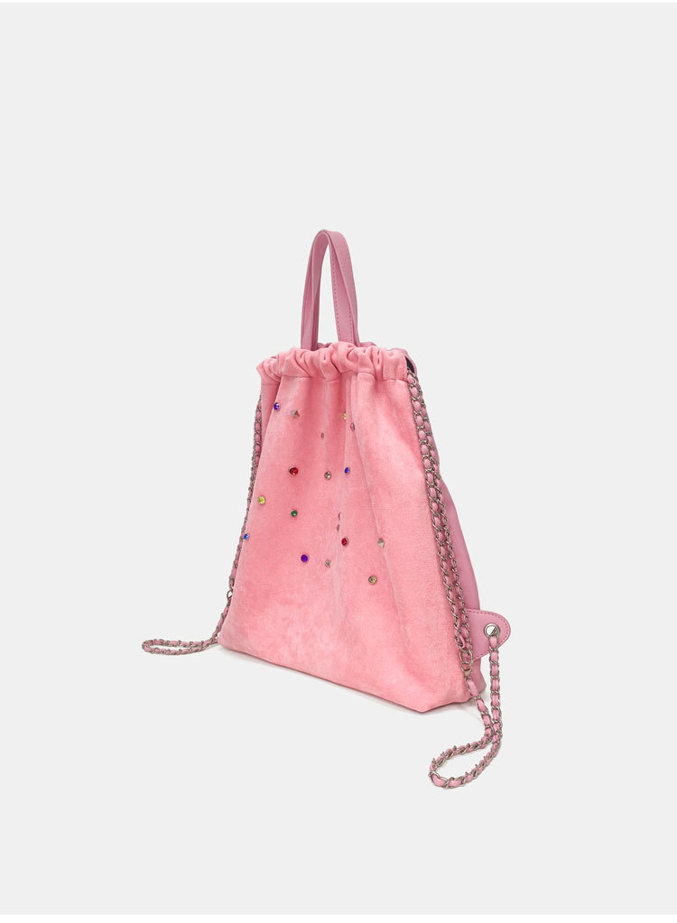 Korean version of niche design silver gem backpack women's 2023 new chain all-match large-capacity class backpack_voghion.com
