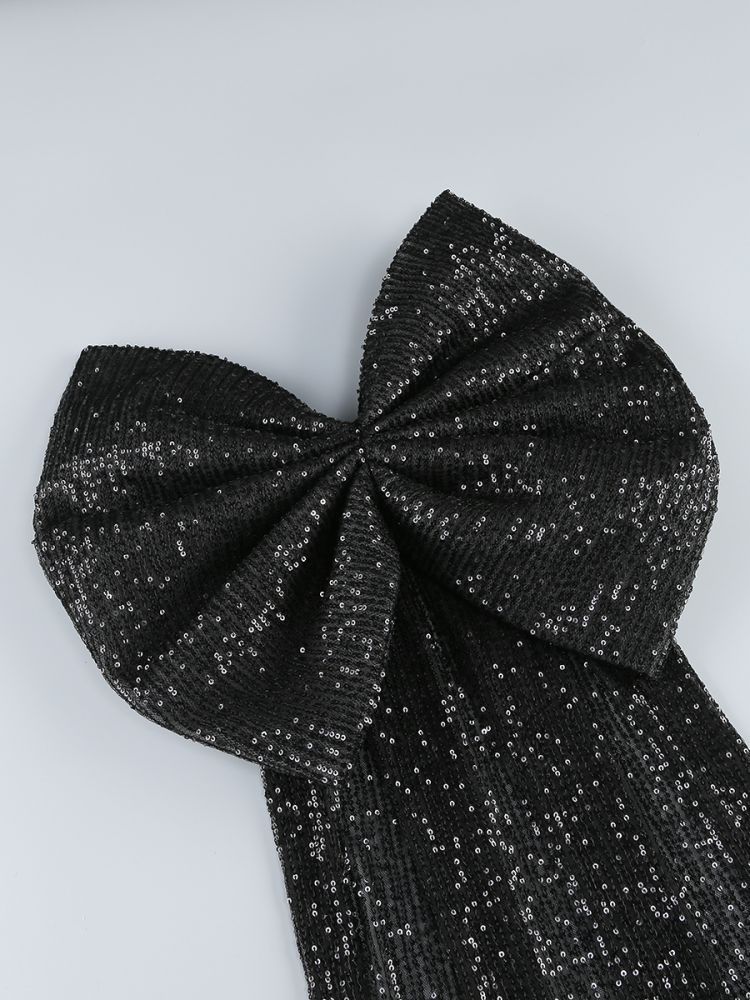 Cross border high end European and American women's sequined sexy hip wrapped tube top dress with detachable large bow decoration dress skirt_voghion.com
