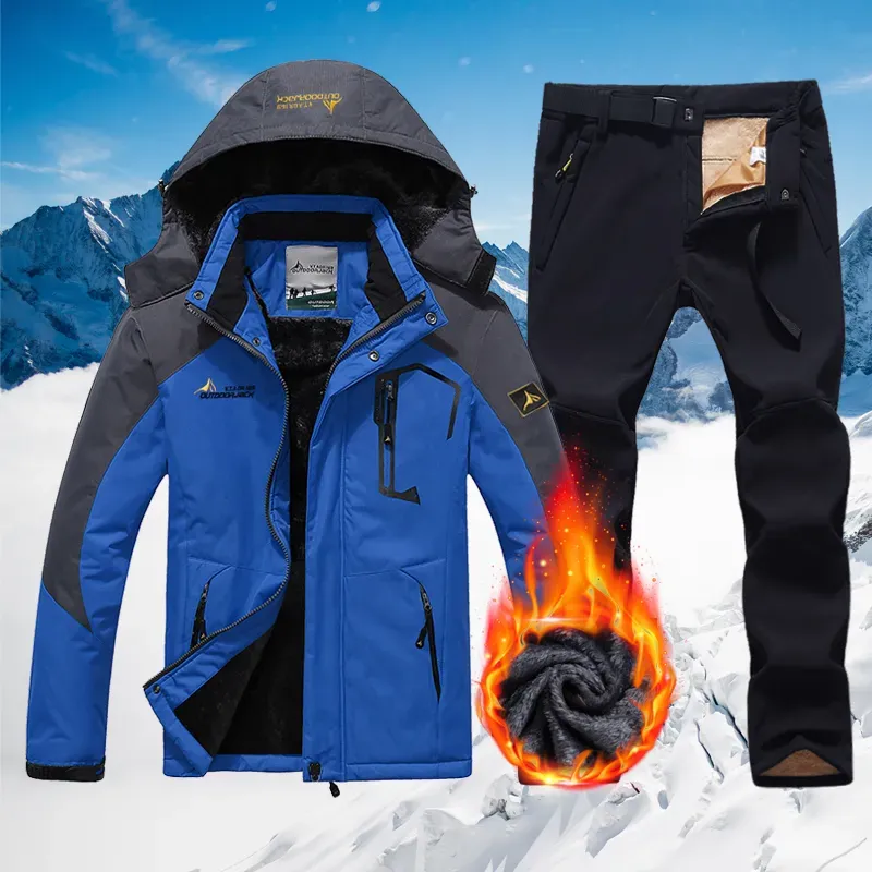 Winter Pants Men Ski Suit Set: Thickened Fleece Snowboard Jacket And Pants, Waterproof Windproof Snow Suits For Outdoor_voghion.com