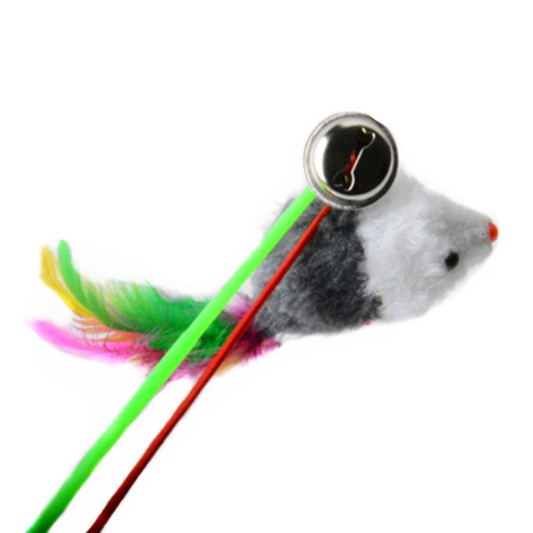 Fishing Rod Style Colorful Teaser Stick Elastic Rope Small Mouse Cat Toy Single OPP Bag_voghion.com
