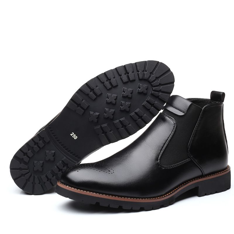 European Warm Series New Fashion Large Size Leather Slip-On Martin High Top Men's British Work Boots_voghion.com