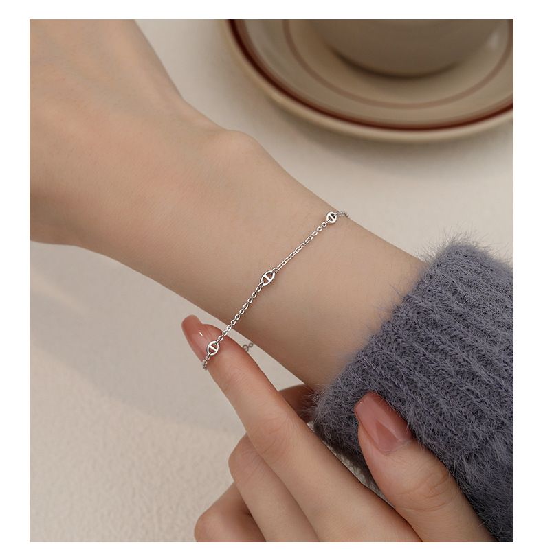 Bracciale da donna leggero e lussuoso con naso di maiale, in argento Sterling S999, versatile e minimalista._voghion.com