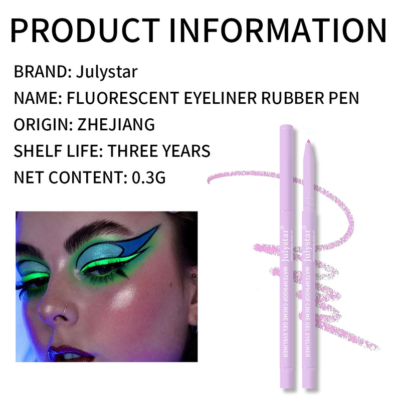 Combinazione di ombretti e eyeliner Julystar Color UV Fluorescente Eyeliner Gel Matita Eyeliner Perlescente Impermeabile e Anti-Olio Anti-Sbavature_voghion.com