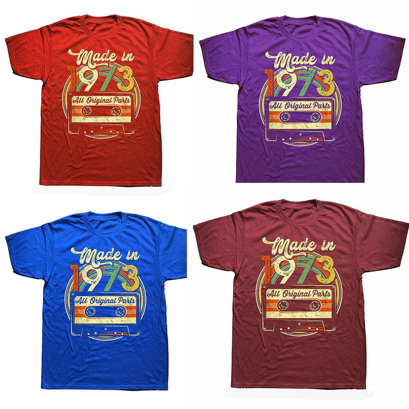 T-shirts vintage humoristiques fabriqués en 1973 pour 50e anniversaire, vêtements classiques d'été pour fête grand-mère et grand-père_voghion.com