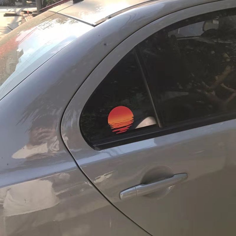 Auto Persoonlijkheid Leuke Zonsondergang Elektrische Auto Kras Zijruit Decoratie Brandstoftank Stickers_voghion.com