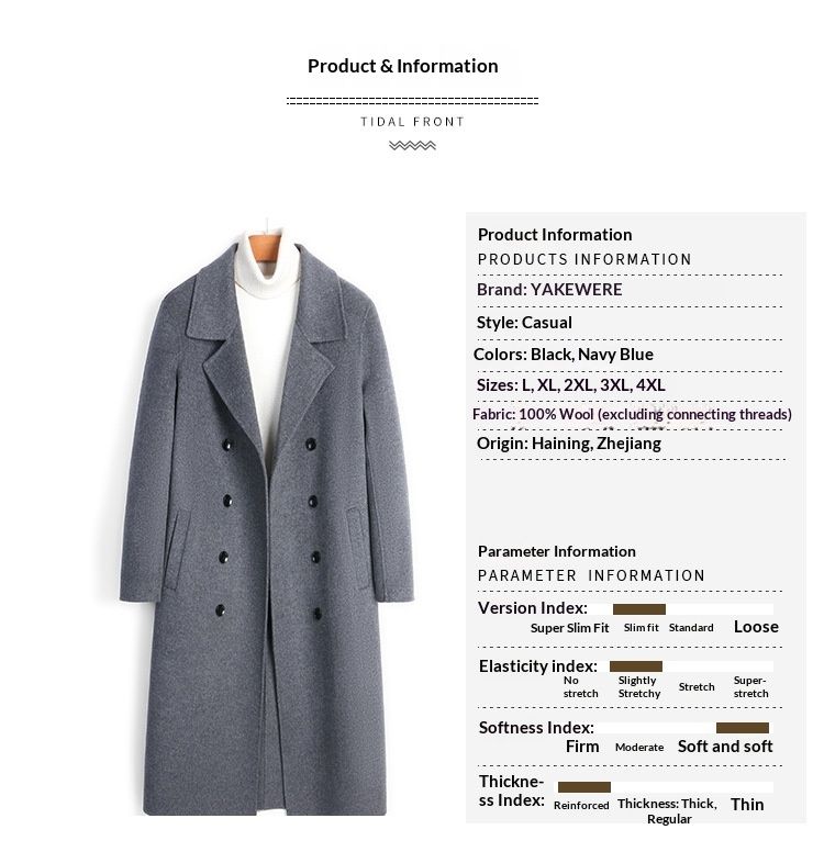 Hue Hue 2025 High-End 100% Double-Sided Premium Woolen Jacket Men's Over-Knee Wool Coat Wholesale_voghion.com