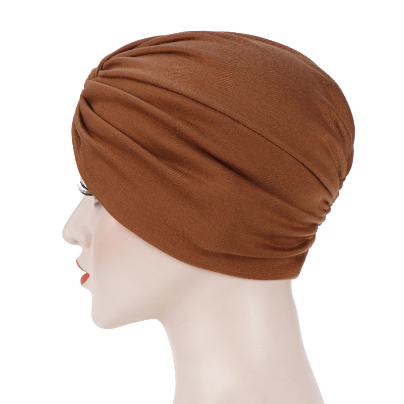 Chapeaux pour femmes, nouveau tissu élastique, croix sur le front, couleur bonbon, chapeau indien, turban, capuche de chimiothérapie_voghion.com