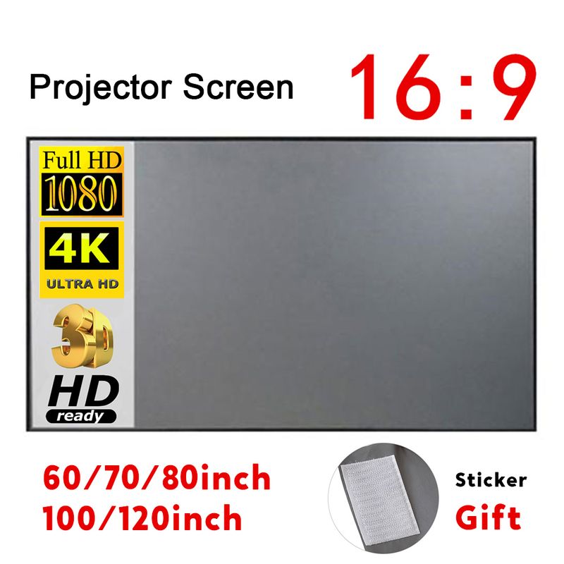 Écran de projection portable simple et anti-lumière, 60/70/80/100/120 pouces, pour la maison, l'extérieur et le bureau_voghion.com