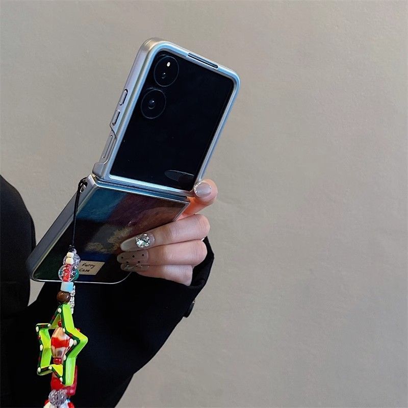 Feather Yarn Colorful Plaid Chain Xiaomi Foldable Phone Case Honor Magic V Flip Huawei Pocket 2_voghion.com