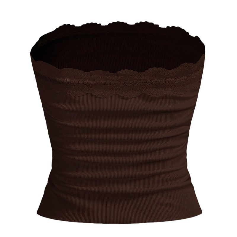 Intimates för kvinnor Spets Kort topp Mode Tube Top Slim Fit Tight Temperament Sexig bantningsväst_voghion.com