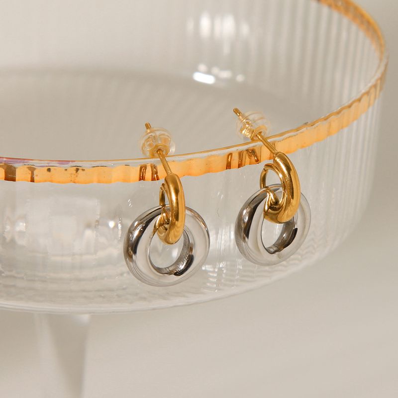 Orecchini pendenti rotondi da donna in acciaio inossidabile placcato oro, accessori per gioielli di moda, regalo_voghion.com