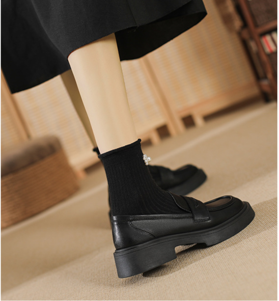 Genuine Lefu for women in the autumn of 2024, new women's with thick soles, one foot sole, and high height British style_voghion.com