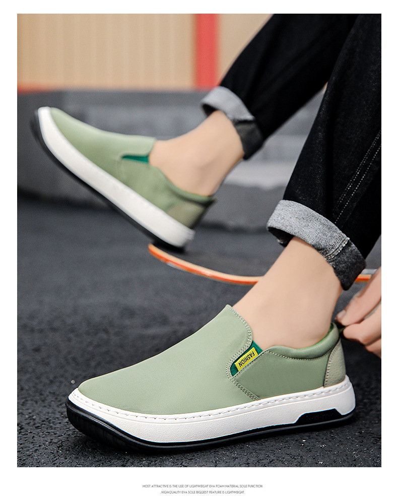 Canvas men's shoes spring breathable new men's trend with a slip-on loafers_voghion.com