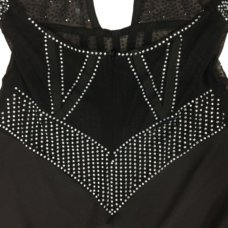 Women's mesh mesh perm beads sleeveless shorts jumpsuit_voghion.com