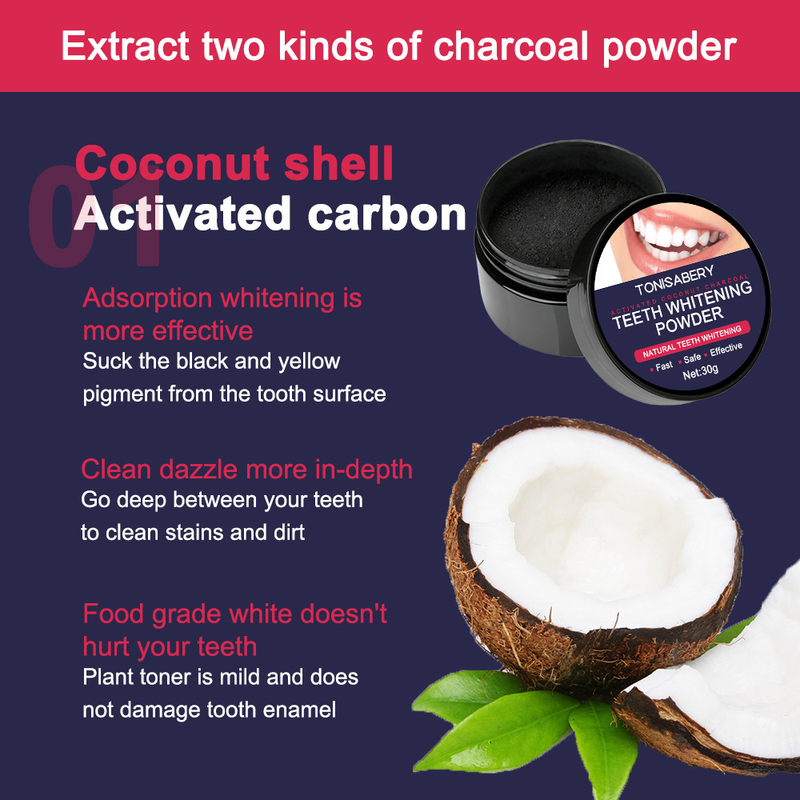 Coconut shell activated carbon bamboo charcoal black tooth powder, 30g bottle_voghion.com