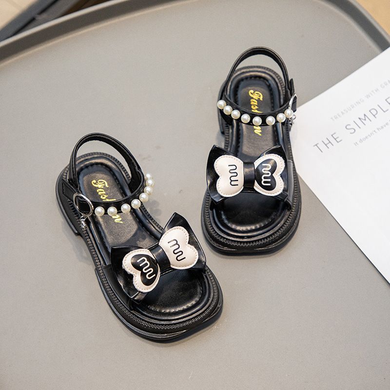 Sandali casual da bambina con suola morbida e fiocco, stile coreano, per bambini, con punta aperta, estate, principessa_voghion.com