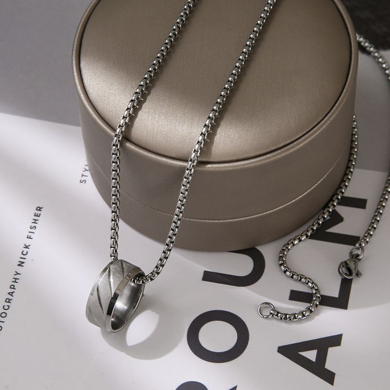 Collana con ciondolo ad anello in acciaio inossidabile, alla moda, da uomo, con croce, a catena cubana, stile hip hop, accessori_voghion.com