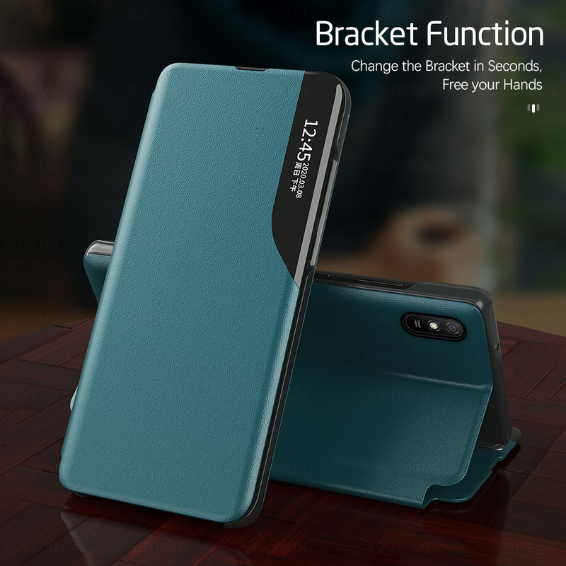 PU-nahkainen älykäs ikkunanäkymäinen läppäkotelo Samsung Galaxy A32 A42 5G:lle ja 32 A12 S20FE S 20FE M51 -magneettitelinepuhelimelle_voghion.com