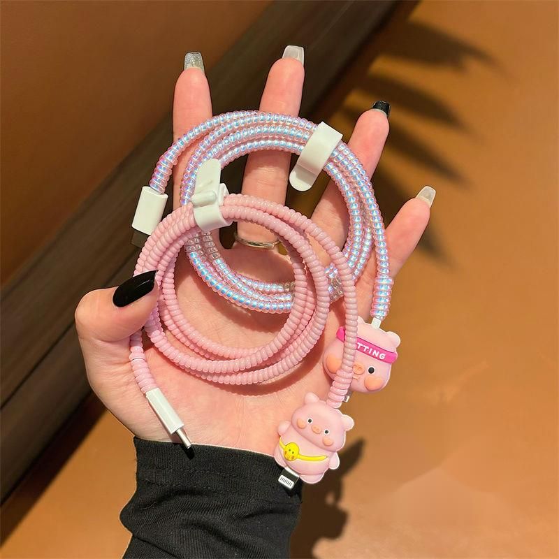 Niedliches Schwein 16/15 Ladekabelschutz, geeignet für 14 Wickelkabel, 13 Bruchschutz, 20 W Kopf_voghion.com