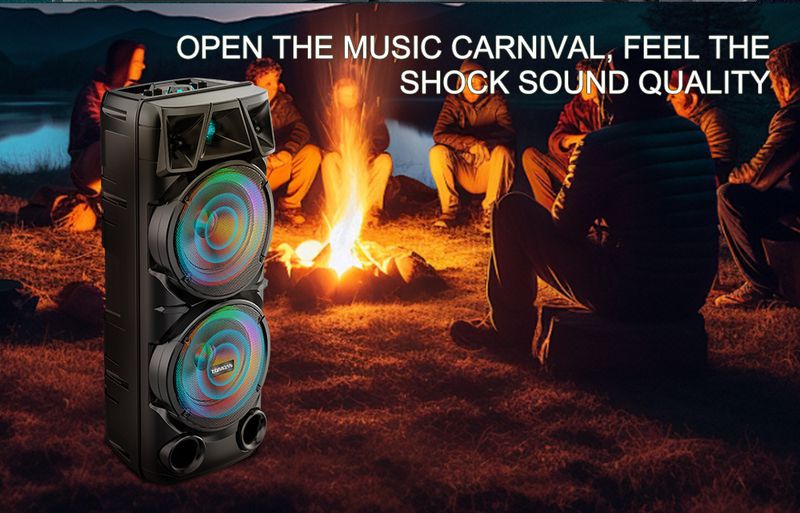 ZQS8210 High Power 8 Inch Dual Speaker Bluetooth Speaker Portable Wireless Microphone Square Dance Speaker_voghion.com