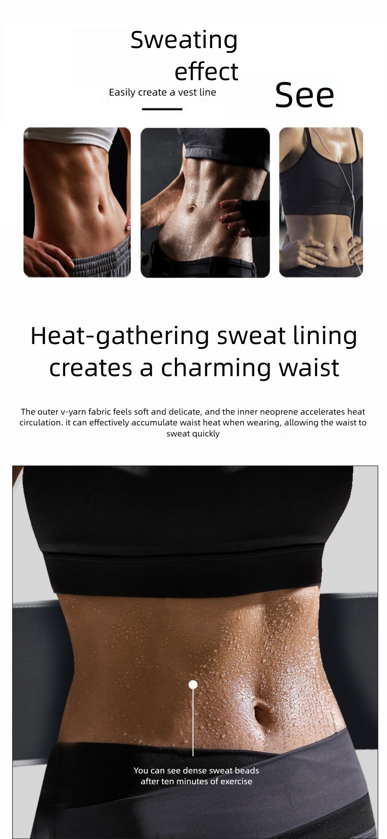 Schweiß Unterstützung Sport Fitness Running Training Yoga Bauch Atmungsaktiv Taille Gürtel Stretching_voghion.com