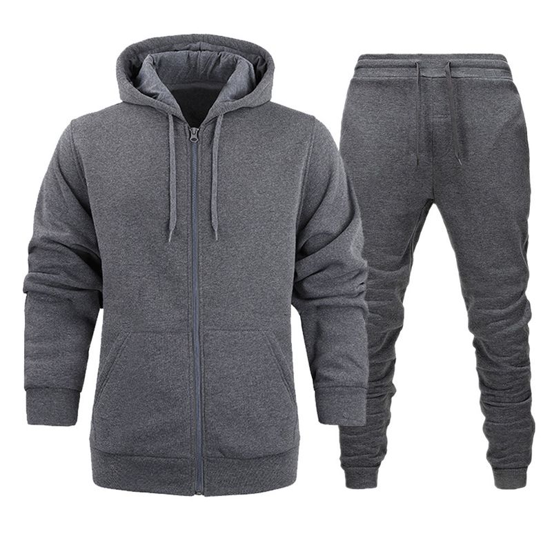 Cross-border Foreign Trade Autumn And Winter Zipper Hooded Sweater Set Casual Cardigan Set European Size Sweater Sweatpants_voghion.com