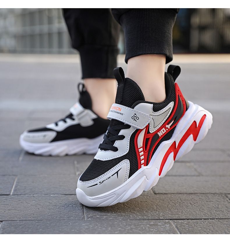 Kinder-Sneakers, Sportschuhe für Jungen, modisch, Leder, atmungsaktives Mesh, bequem, lässig, rutschfest, für draußen_voghion.com