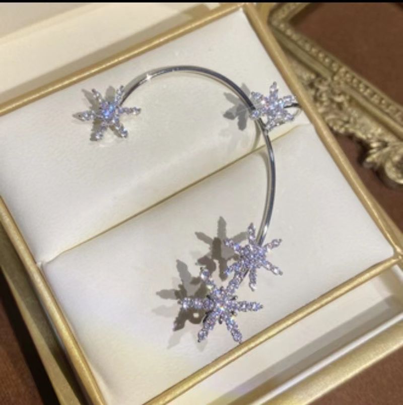 Orecchini pendenti avvolgenti regolabili con clip pendenti e fiocco di neve in zircone, versatili e non forati, di Longrui, molto venduti_voghion.com