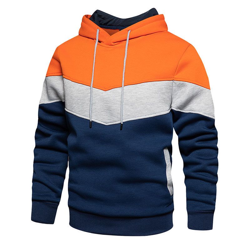 Felpa con cappuccio da uomo con cuciture in tinta unita, felpa con cappuccio sportiva casual, giacca felpata, top largo per autunno e inverno_voghion.com
