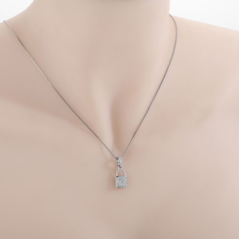 Gioielli e accessori Collana con ciondolo a forma di lucchetto minimalista in argento sterling 925 per donna - Delicata catena a strati, regalo di gioielli dolce e audace (oro/argento)_voghion.com
