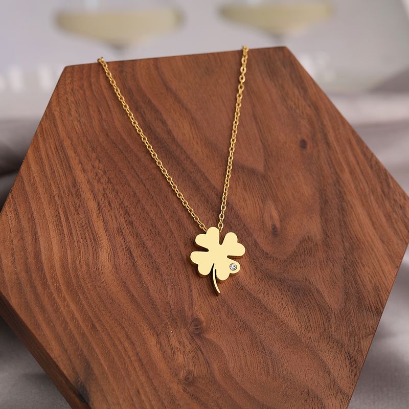 2025 Damesmode Cacana roestvrijstalen modieuze plantenvormige hangerketting, avondketting_voghion.com