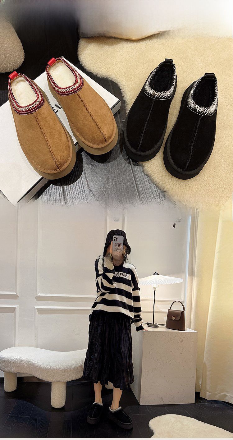 Lazy Slip-on Snow Boots Női Téli Új Szőrme Egyrészes Baotou Papucs Vastagtalpú Mao Mao Pamut Cipők_voghion.com